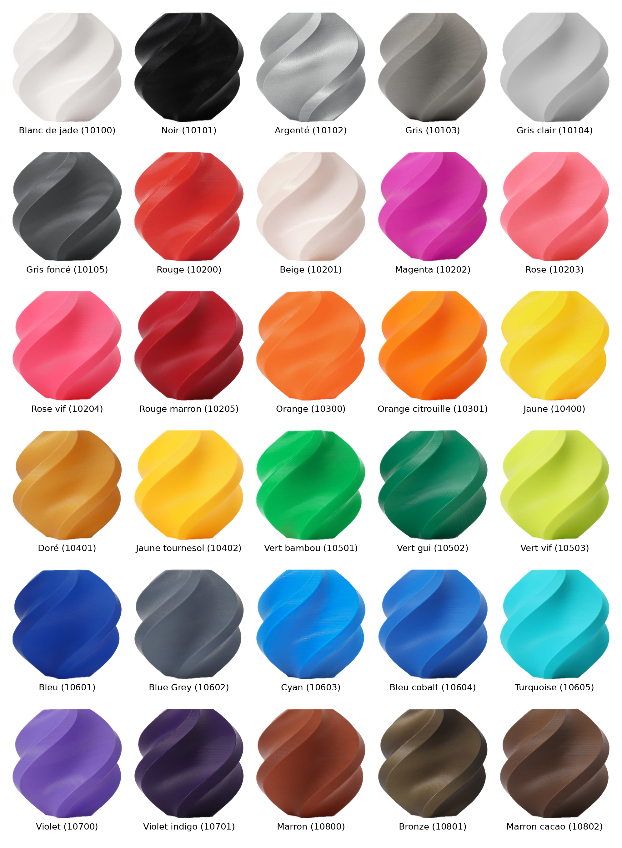 Nuancier de couleurs bambou pour les produits TirManga